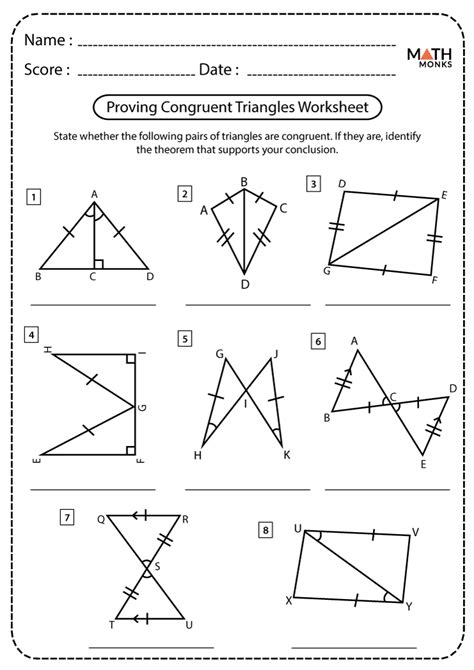 SAS 7. . Geometry worksheet congruent triangles answer key